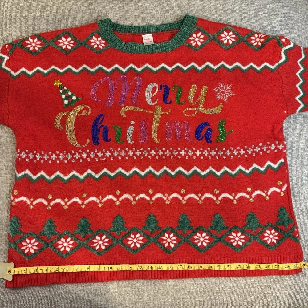 Holiday Time 3X Plus Christmas Sweater Red Merry Christmas Ugly Xmas Pullover - Picture 5 of 11
